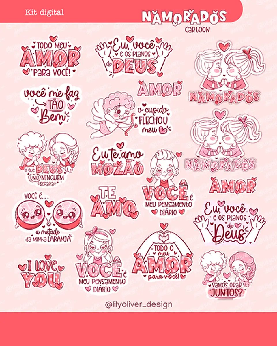 Kit Digital Dia dos Namorados Cartoon - LILY OLIVER 2