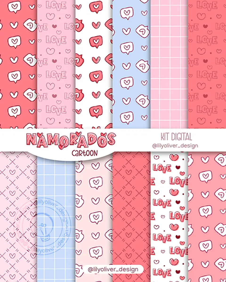 Kit Digital Dia dos Namorados Cartoon - LILY OLIVER 3
