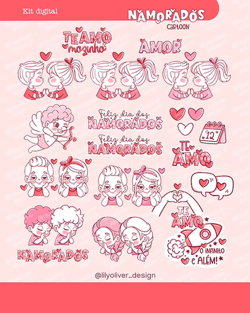Kit Digital Dia dos Namorados Cartoon - LILY OLIVER 4