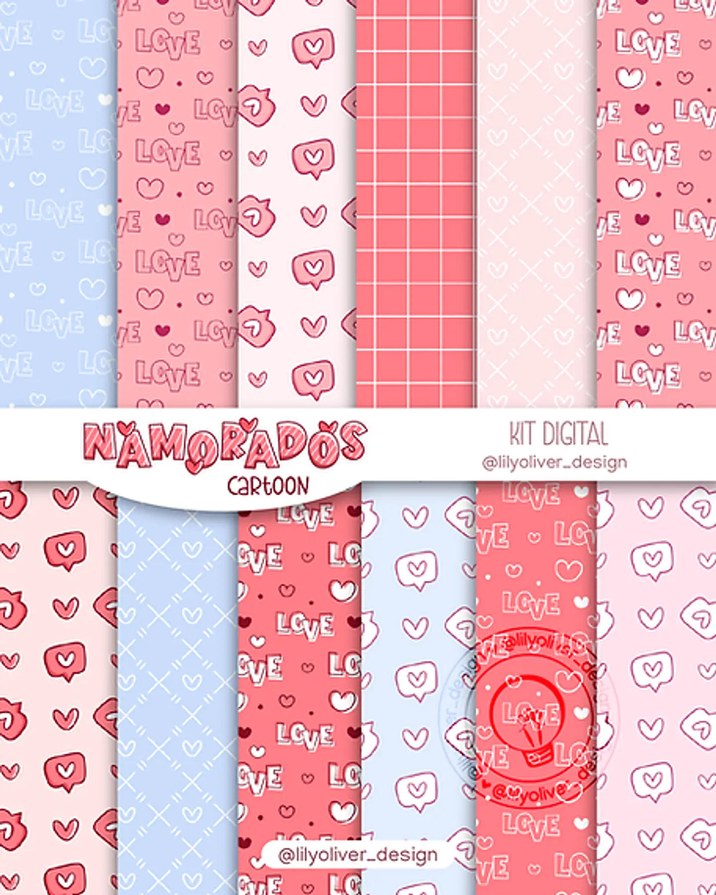 Kit Digital Dia dos Namorados Cartoon - LILY OLIVER 5