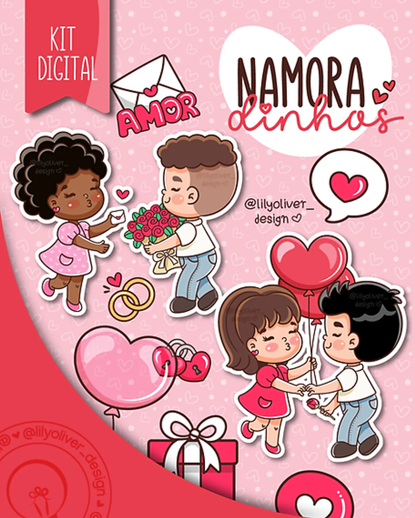 Kit Digital Dia dos Namorados Namoradinhos - LILY OLIVER 1