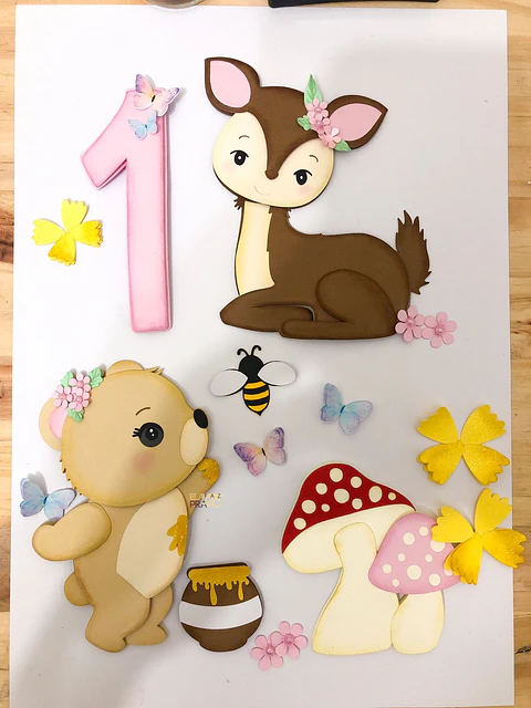 Arquivo Topo de Bolo Bosque Encantado Ursinho - EM CAMADAS