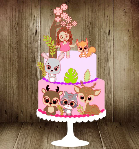 Arquivo Topo de Bolo Bosque Encantado Menina - EM CAMADAS