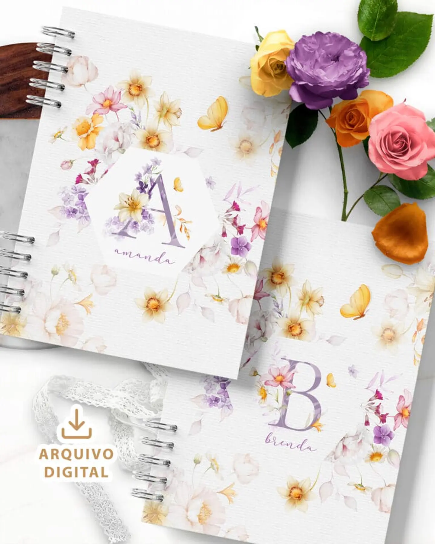 Arquivo 26 Capas Alfabeto A a Z e Miolo Pautado Floral Encanto - BICHO PAPEL 4