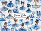 Kit Digital Bailarina Azul Aquarela - Thumbnail 1