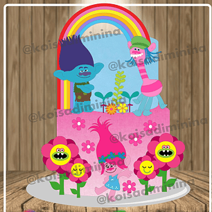 Arquivo Topo de Bolo Trolls - EM CAMADAS