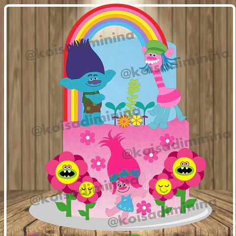 Arquivo Topo de Bolo Trolls - EM CAMADAS