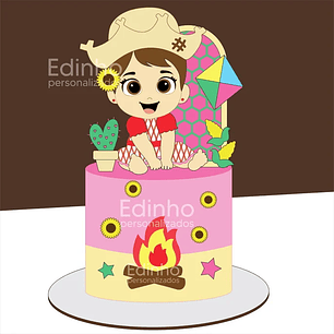 Arquivo Topo de bolo Festa Junina Menina Caipira Sentada