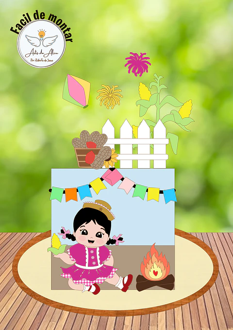 Arquivo Topo de Bolo Festa Junina Bebê Menina - EM CAMADAS