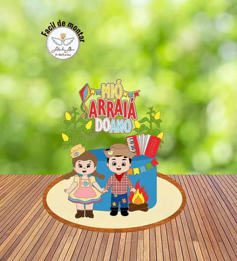 Arquivo Topo de Bolo Festa Junina Casal Caipira - EM CAMADAS