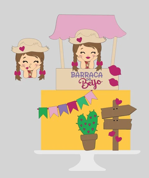  Arquivo Topo de Bolo Festa Junina Barraca do Beijo - EM CAMADAS