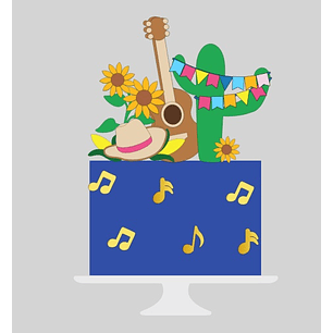 Arquivo Topo de Bolo Festa Junina Violão e Cactos - EM CAMADAS