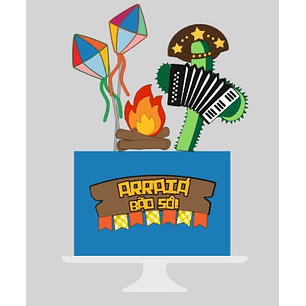 Arquivo Topo de Bolo Festa Junina Cacto com Sanfona - EM CAMADAS