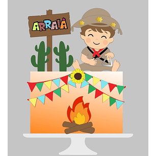  Arquivo Topo de Bolo Festa Junina Lapião Baby - EM CAMADAS