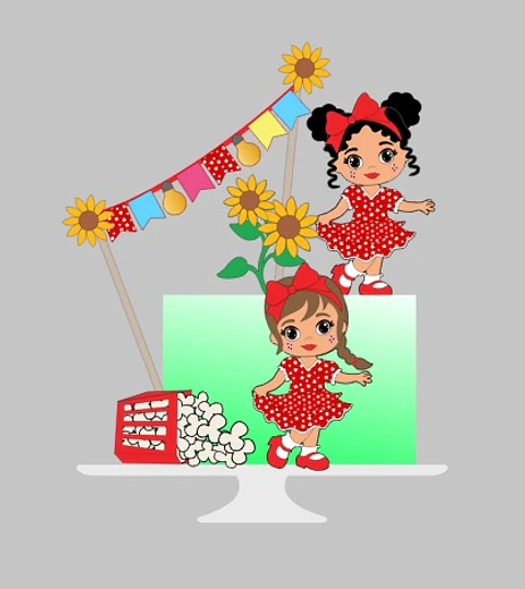 Arquivo Topo de Bolo Festa Junina Meninas - EM CAMADAS