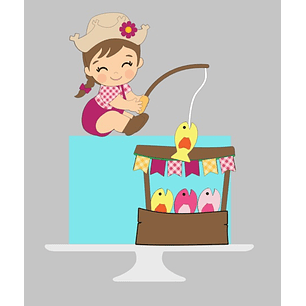 Arquivo Topo de Bolo Festa Junina Pescaria Menina - EM CAMADAS