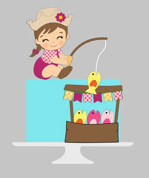 Arquivo Topo de Bolo Festa Junina Pescaria Menina - EM CAMADAS
