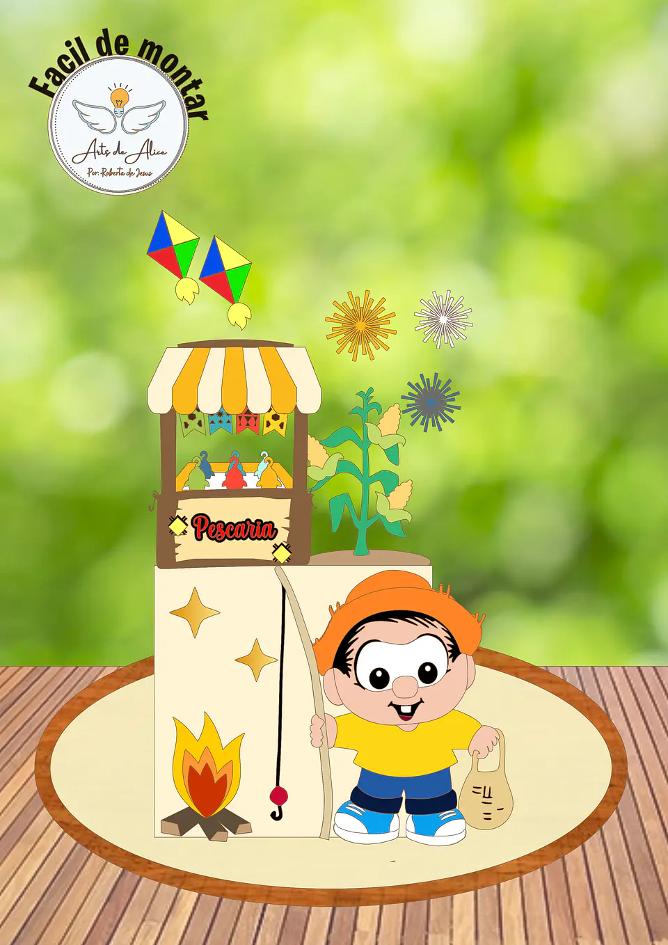  Arquivo Topos de Bolo Festa Junina Pescaria Chico Bento - EM CAMADAS 1