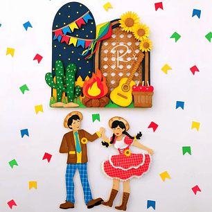 Arquivo Topos de Bolo Festa Junina Noite de Arraiá Casal Painel - EM CAMADAS