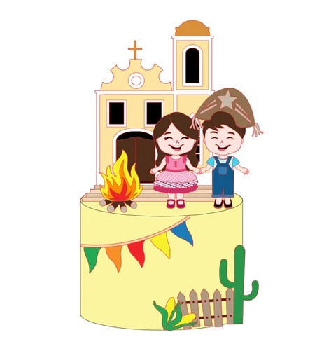 Arquivo Topos de Bolo Festa Junina Casal Caipira Igrejinha - EM CAMADAS
