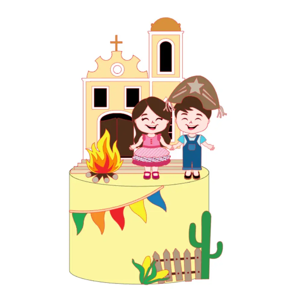 Arquivo Topos de Bolo Festa Junina Casal Caipira Igrejinha - EM CAMADAS 1