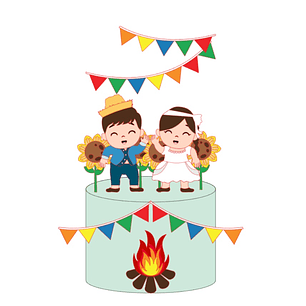 Arquivo Topos de Bolo Festa Junina Casal Caipira Girassol - EM CAMADAS