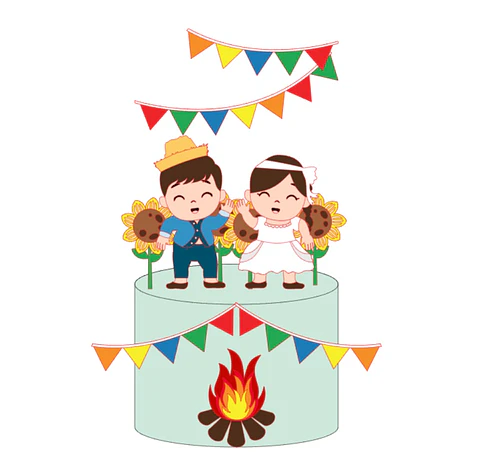 Arquivo Topos de Bolo Festa Junina Casal Caipira Girassol - EM CAMADAS