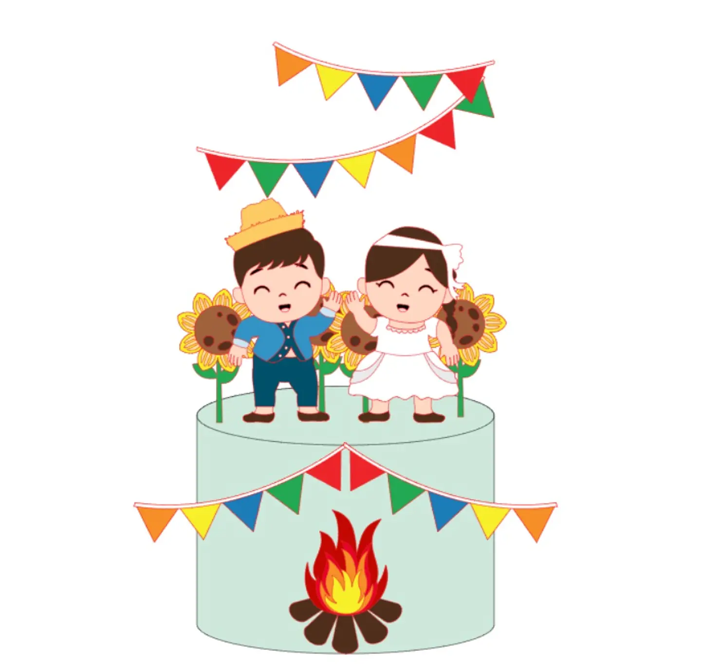 Arquivo Topos de Bolo Festa Junina Casal Caipira Girassol - EM CAMADAS 1