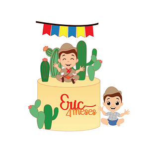 Arquivo Topos de Bolo Festa Junina Menino Lapião Cactos - EM CAMADAS