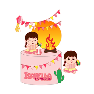 Arquivo Topos de Bolo Festa Junina Menina Cactos - EM CAMADAS