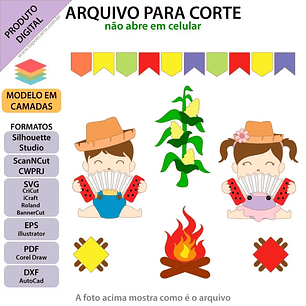 Arquivo Topos de Bolo Festa Junina Bebês com Sanfona - EM CAMADAS