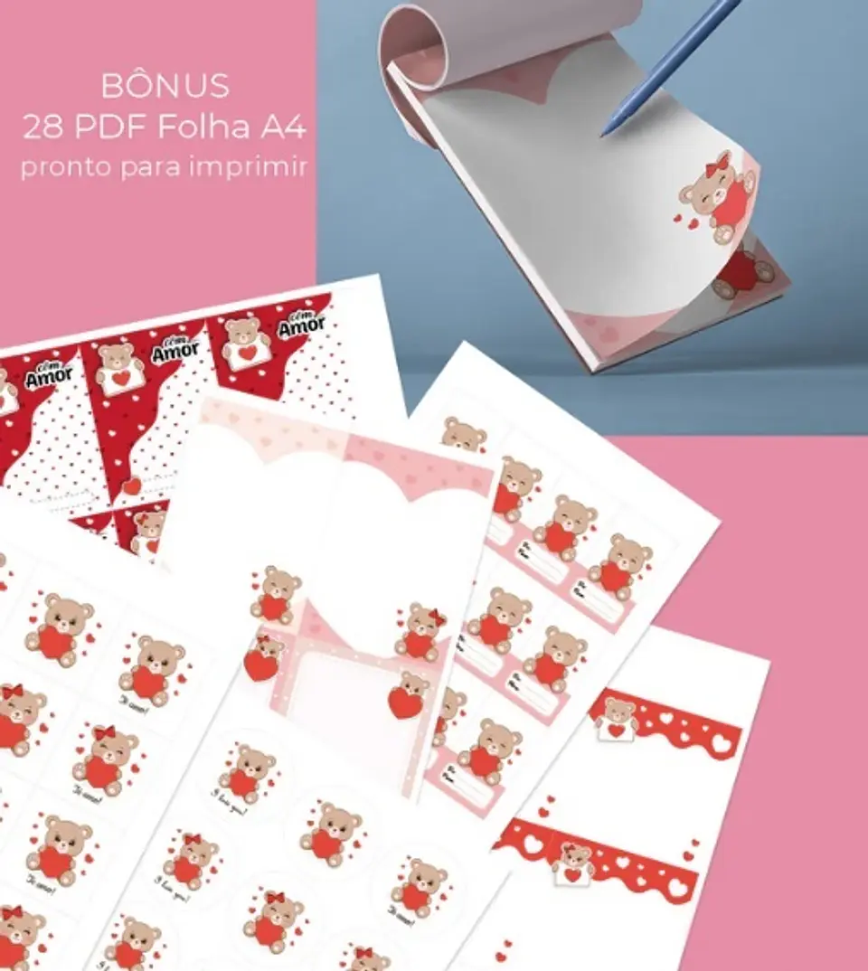 Kit Digital Printables Ursinhos Apaixonados - BALLOON CRIATIVO 3