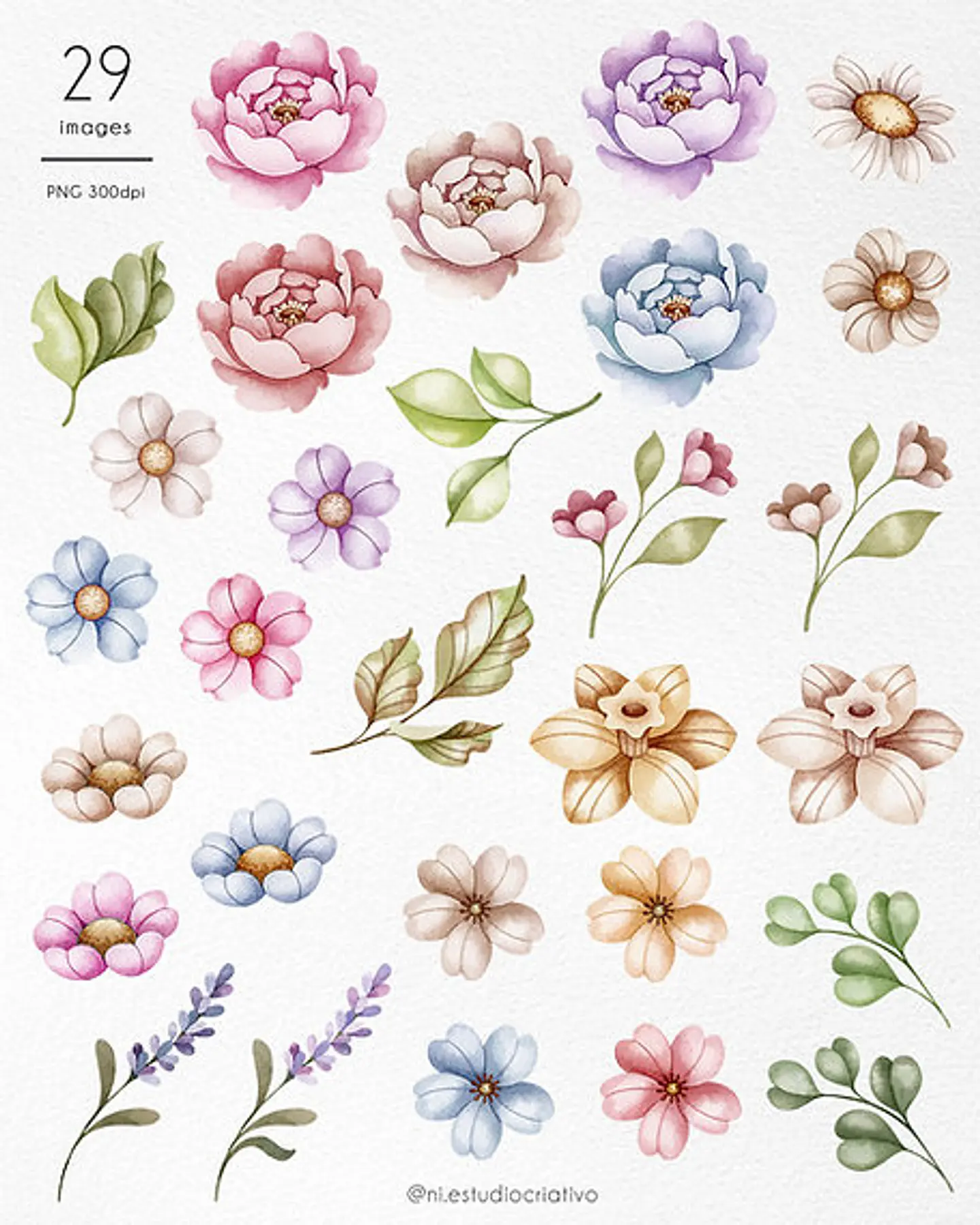 Kit Digital Flores e Folhas - NI ESTUDIO 4