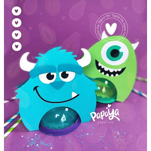 Arquivo de Corte Porta Bola Acrilica Monstros SA - PAPAYA
