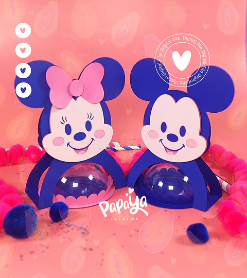 Arquivo de Corte Porta Bola Acrilica Minnie e Mickey Vintage - PAPAYA