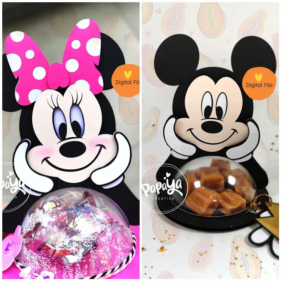 Arquivo de Corte Porta Bola Acrilica Minnie e Mickey - PAPAYA 1