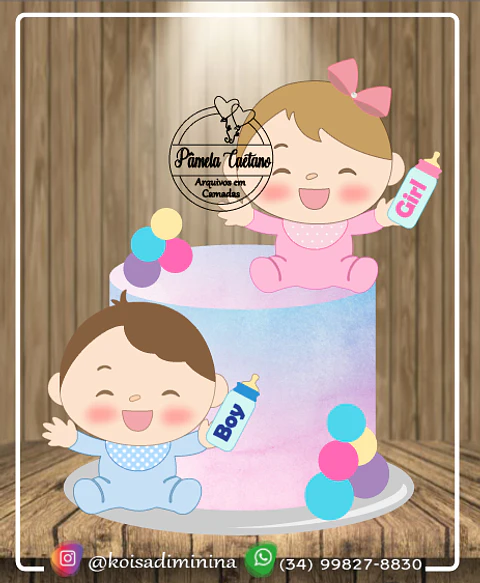 Arquivo de Corte Topo Chá Revelação Bebês