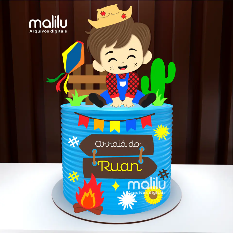 Arquivo Topo de Bolo Festa Junina Arraiá Menino - MALILU 1