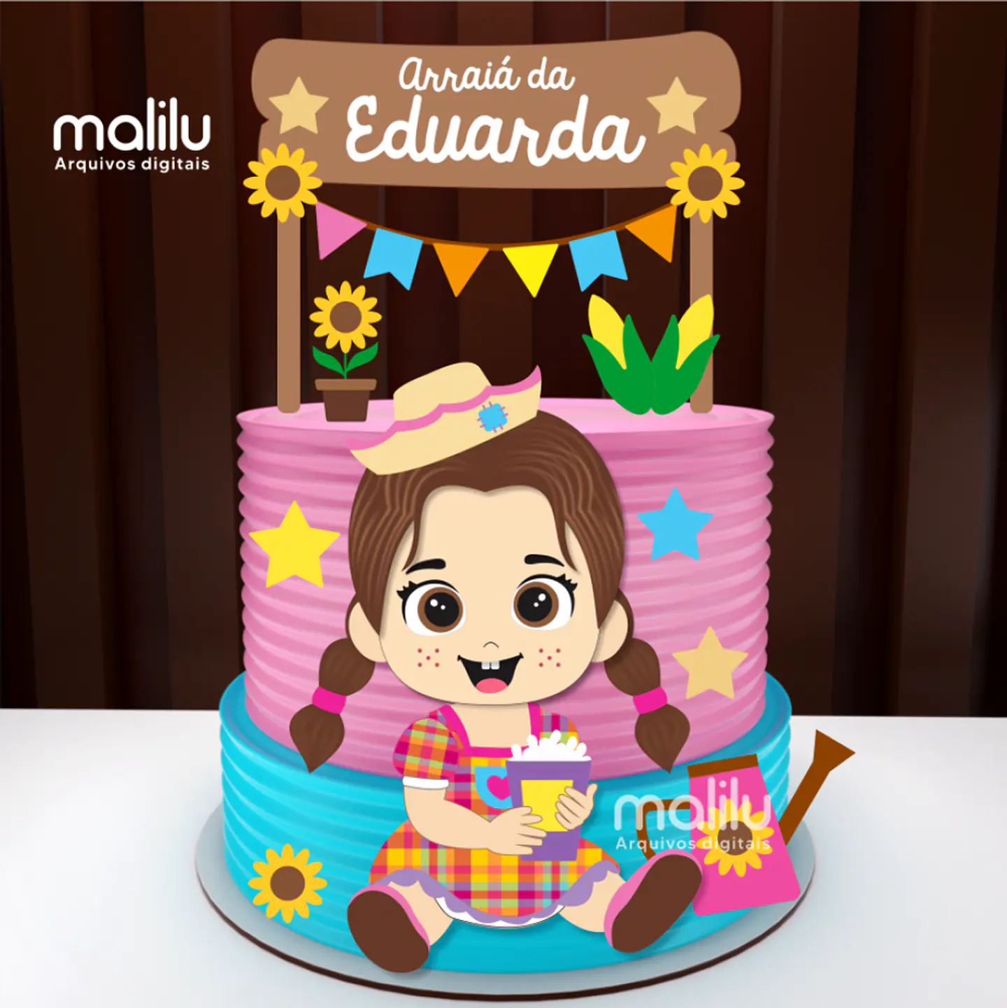 Arquivo Topo de Bolo Festa Junina Arraiá Menina - MALILU 1