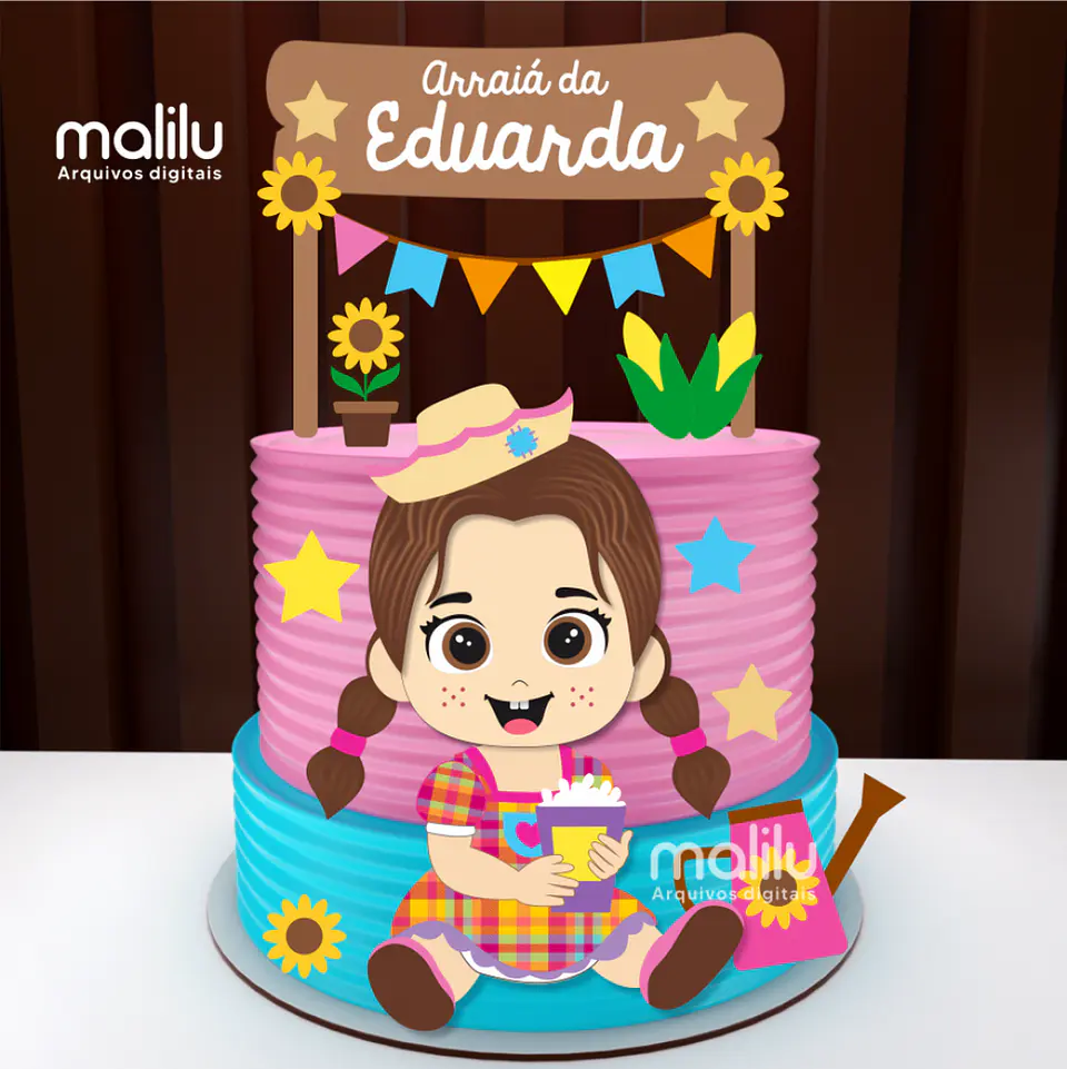 Arquivo Topo de Bolo Festa Junina Arraiá Menina - MALILU 1