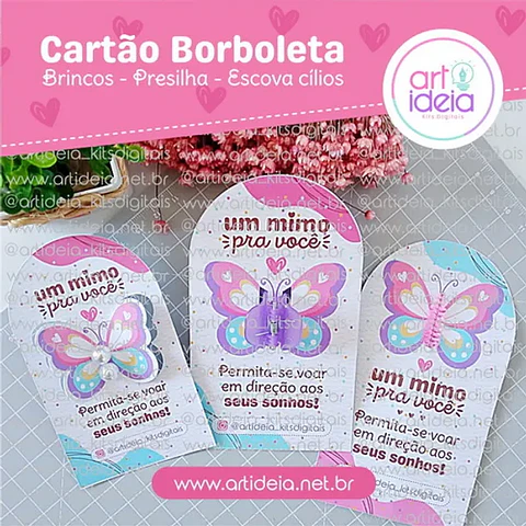 Arquivo de Corte Card Borboleta Brincos, Piranha ou Escovinha - ART IDEIA