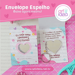 Arquivo de Corte Envelope Espelho Coração - ART IDEIA