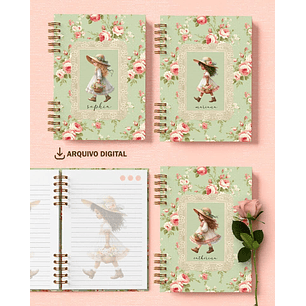 Arquivo Kit 6 Capas e 6 Miolos Decorados Coleção Doce Menina - BICHO PAPEL