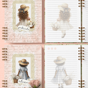 Arquivo Kit 6 Capas e 6 Miolos Decorados Coleção Doce Menina - BICHO PAPEL