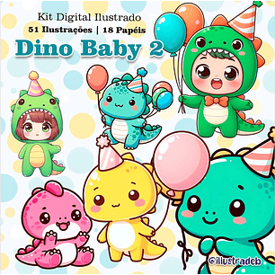 Kit Digital Dino Baby 2 - ILLUSTRADEB