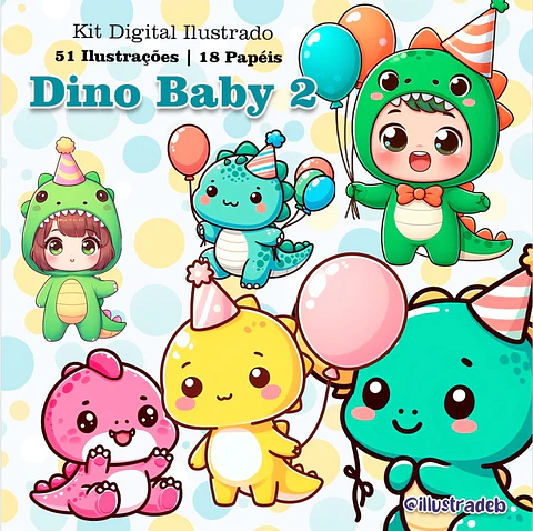Kit Digital Dino Baby 2 - ILLUSTRADEB