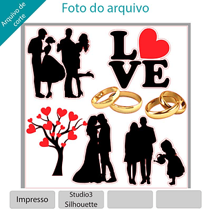 Arquivo de Corte Topo Silhueta Casais com Arvore