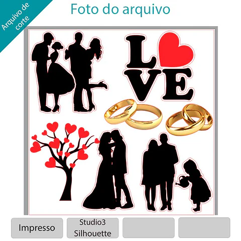 Arquivo de Corte Topo Silhueta Casais com Arvore