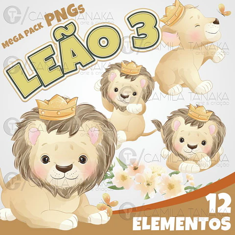 Kit digital Leão Aquarela