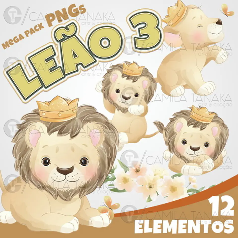 Kit digital Leão Aquarela 1